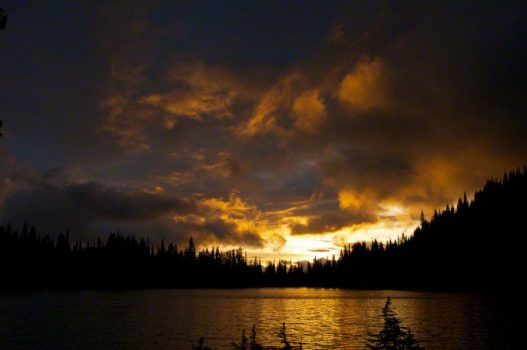 golden sunset over lake