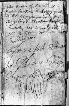 Black and white image of Joseph Smith's handwriting