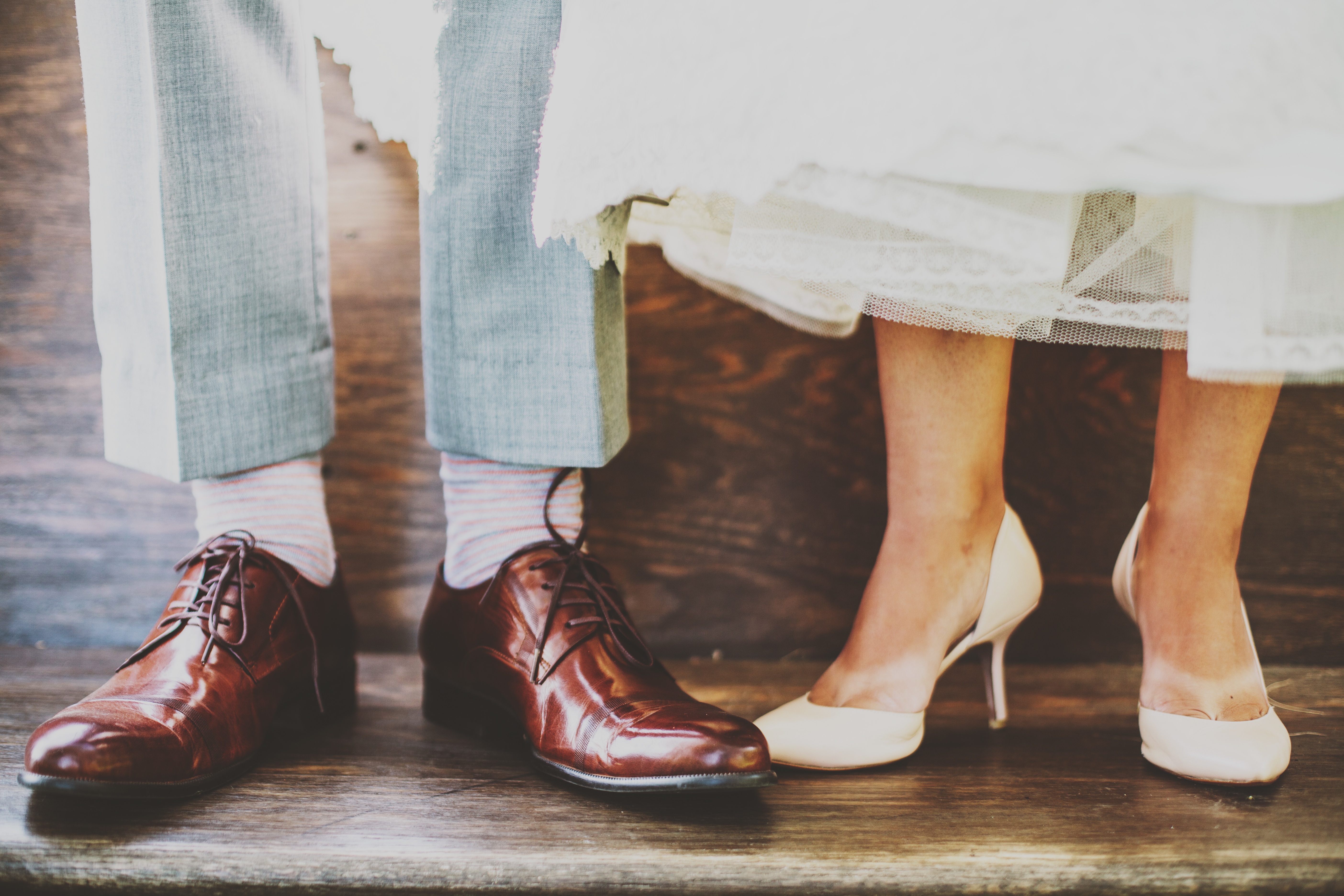 shot of bride and groom feet