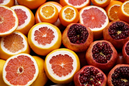 Grapefruit and pomegranate design