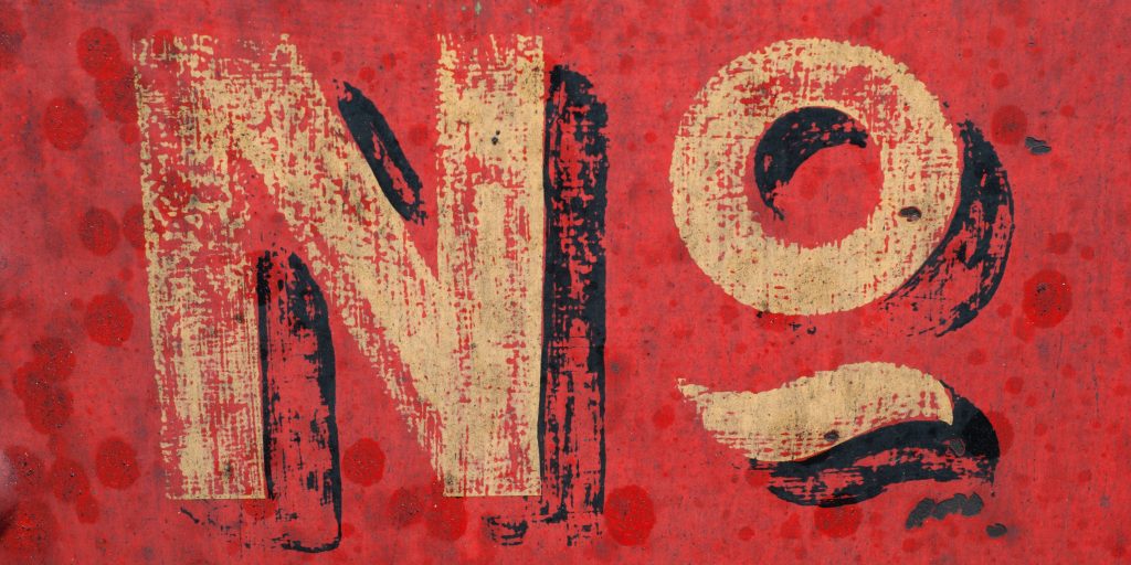 "No" on red background