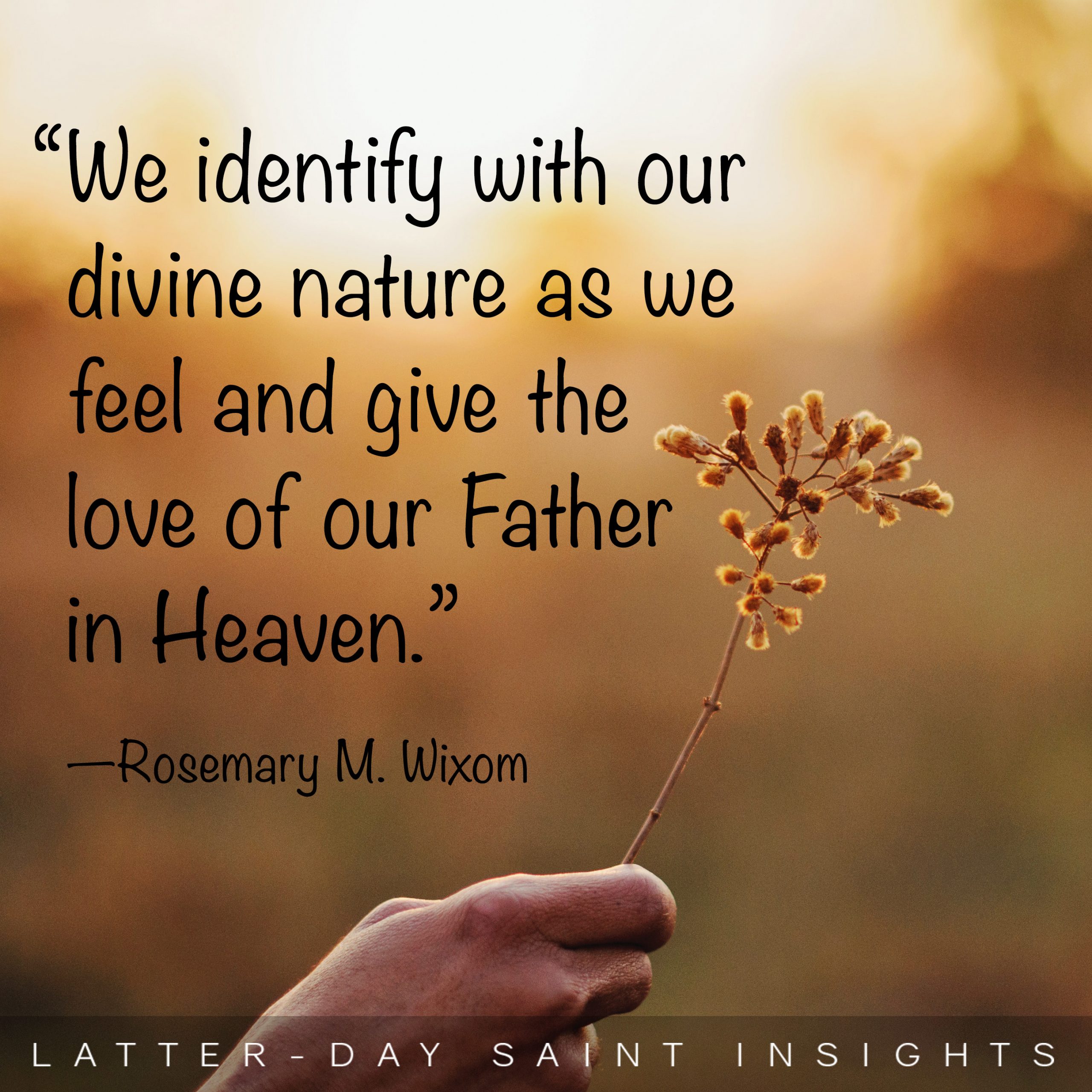 "We identify with our divine nature as we feel and give the love of our Father in Heaven." -Rosemary M. Wixom