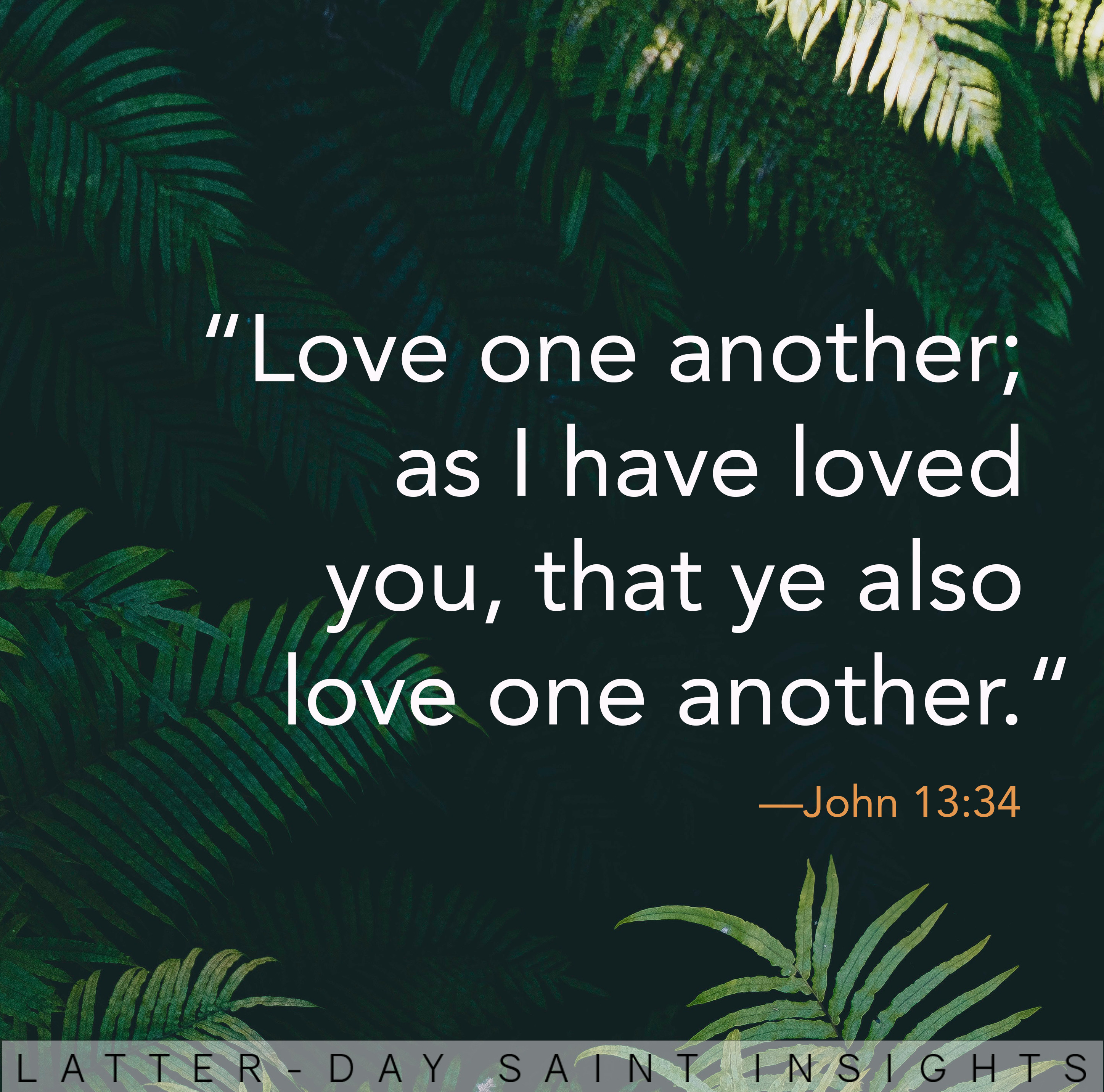 "Love one another; as I have loved you, that ye also love one another." —John 13:34