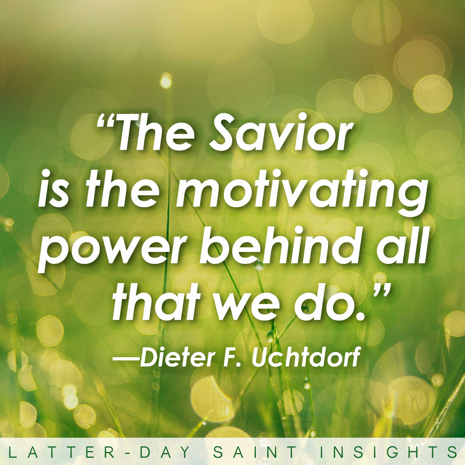 "The Savior is the motivating power behind all that we do." By Dieter F. Uchtdorf